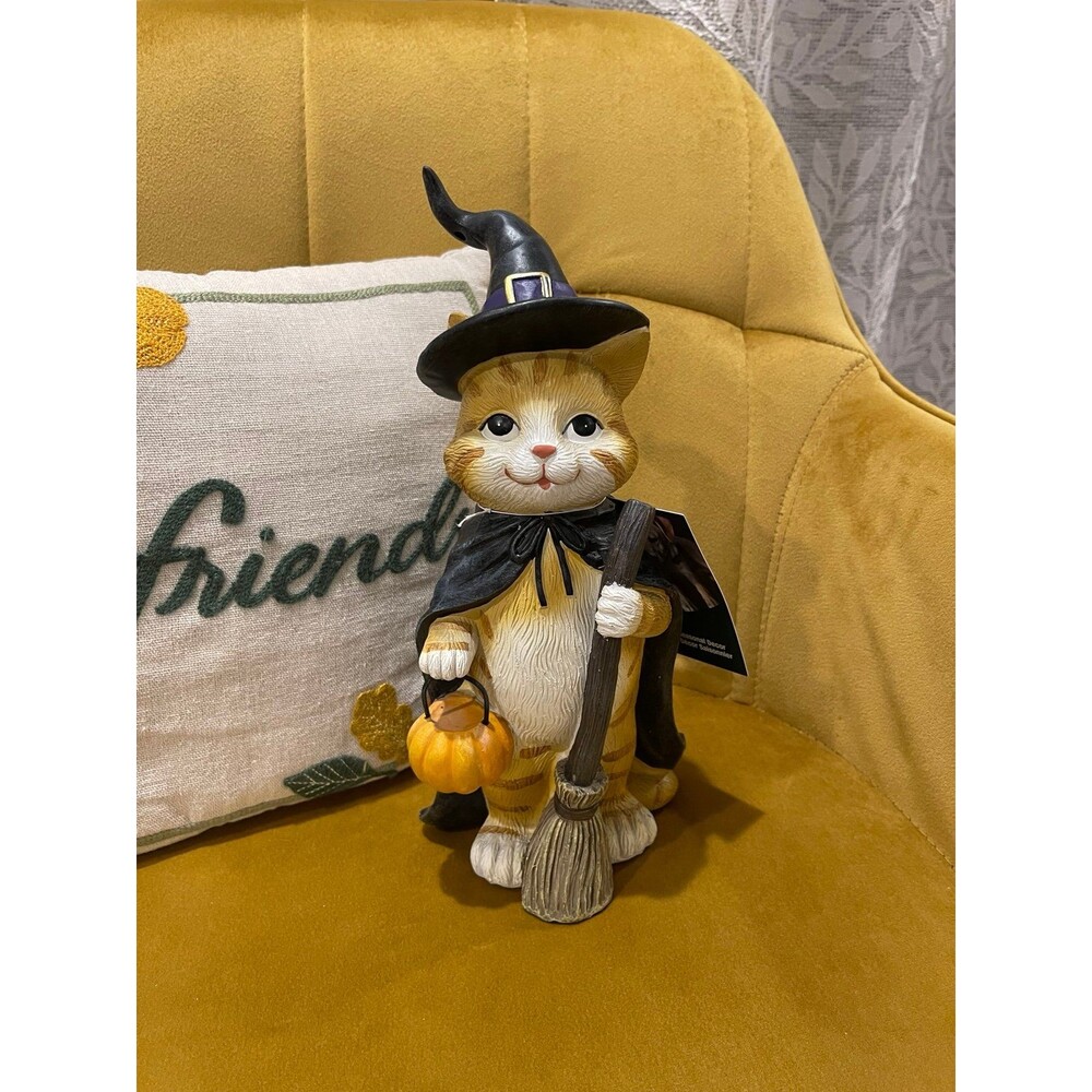 Orange Witch Cat Halloween Door Greeter